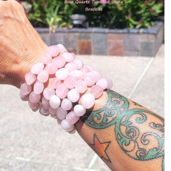 Rose Quartz Gemstone Tumbled Stone Bracelets - Picture 2 of 2